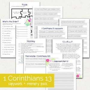 1 Corinthians 13 copywork memory work homeschool morning basket
